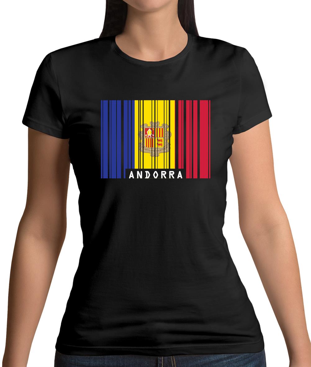 Andorra Barcode Style Flag Womens T-Shirt Andorra Barcode Style Flag Womens T-Shirt