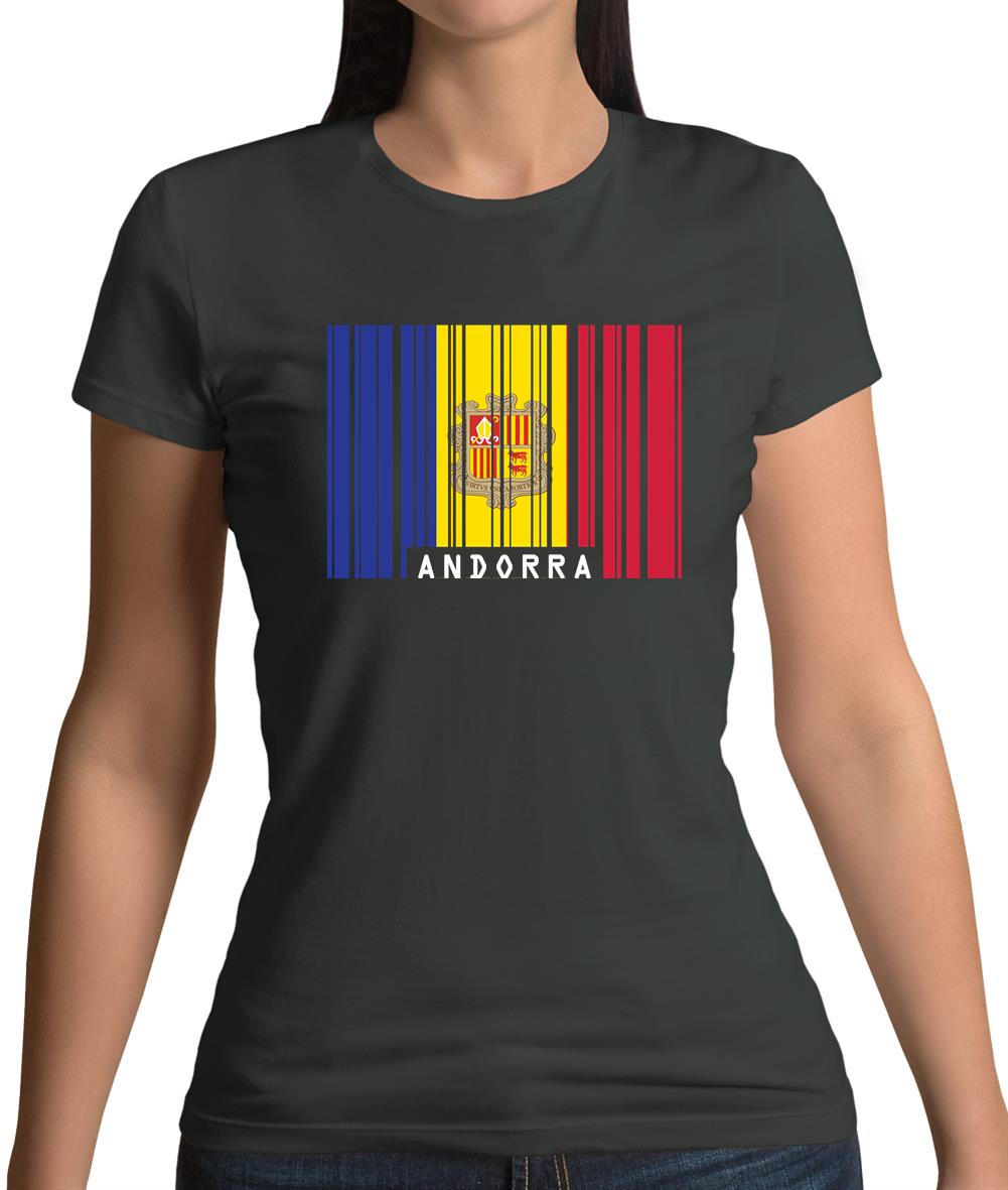 Andorra Barcode Style Flag Womens T-Shirt Andorra Barcode Style Flag Womens T-Shirt