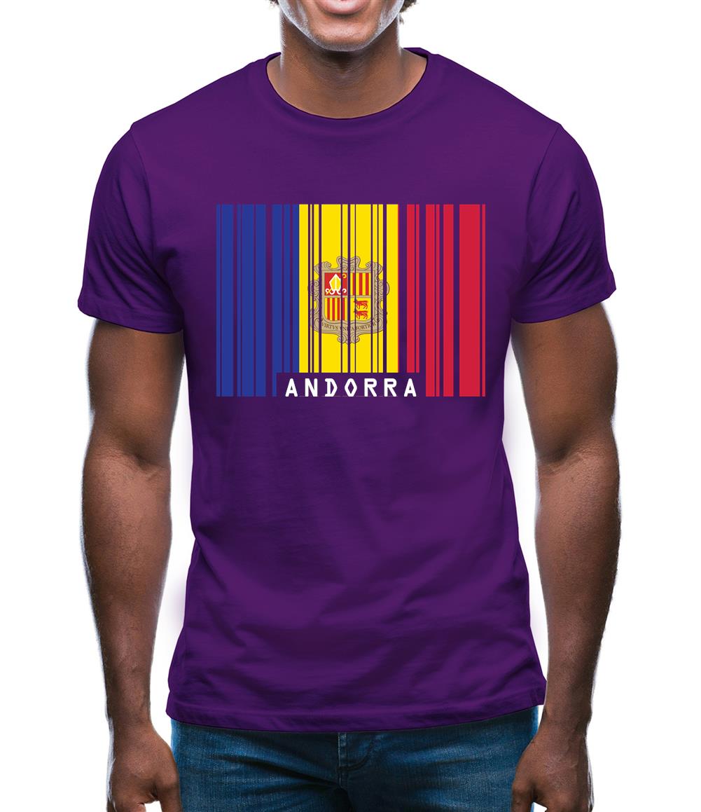 Andorra Barcode Style Flag Mens T-Shirt Andorra Barcode Style Flag Mens T-Shirt