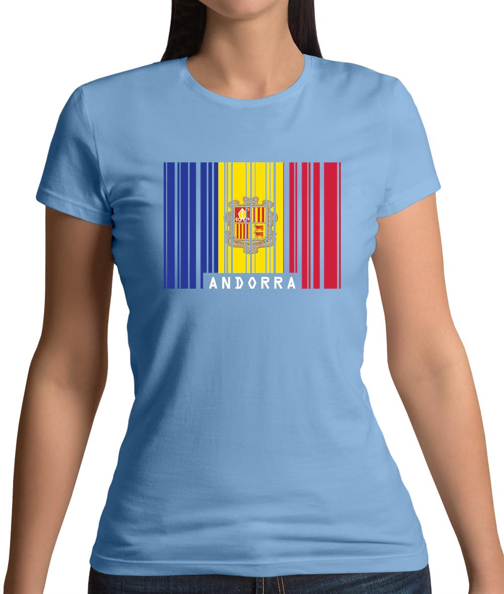 Andorra Barcode Style Flag Womens T-Shirt Andorra Barcode Style Flag Womens T-Shirt