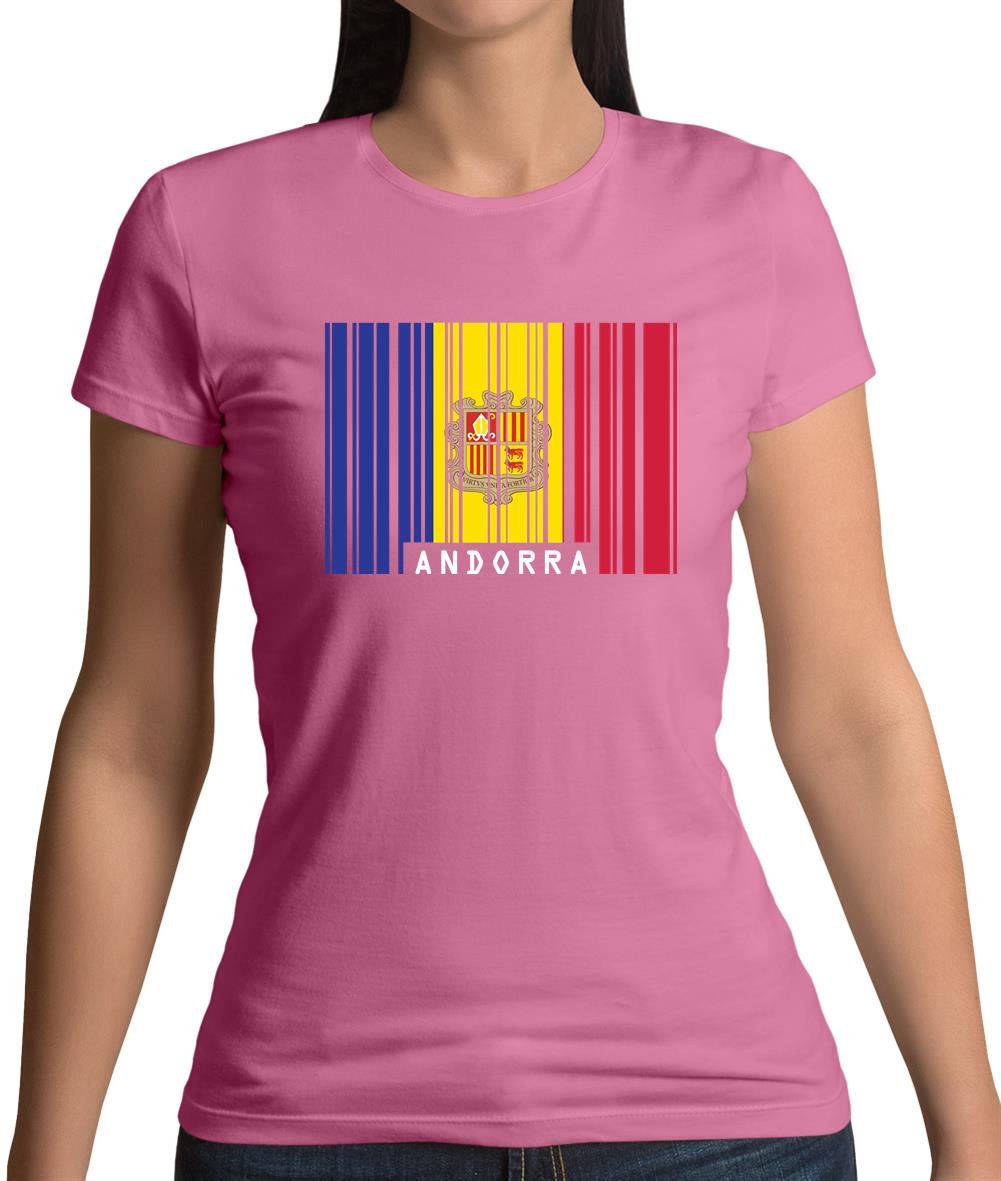 Andorra Barcode Style Flag Womens T-Shirt Andorra Barcode Style Flag Womens T-Shirt