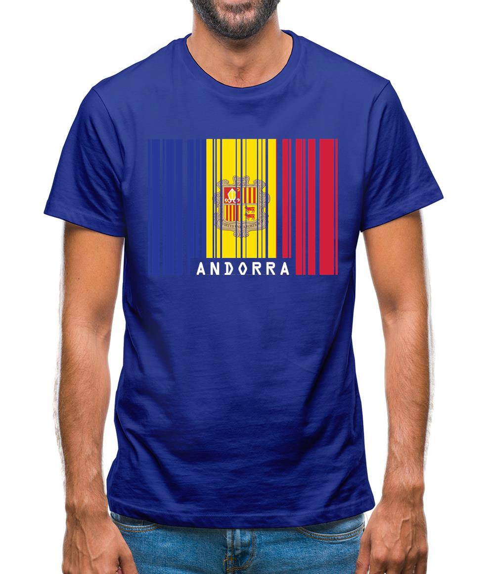 Andorra Barcode Style Flag Mens T-Shirt Andorra Barcode Style Flag Mens T-Shirt