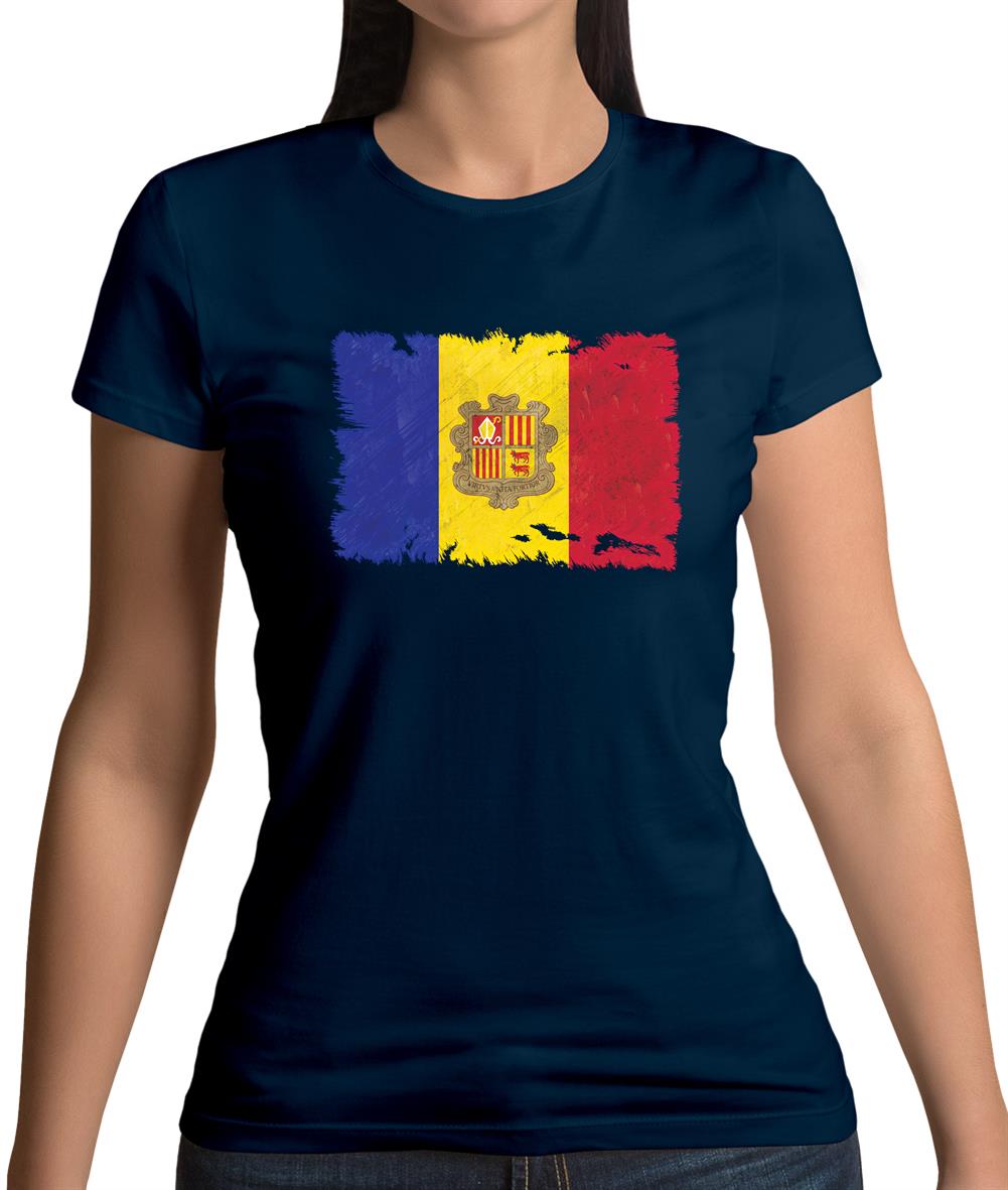 Andorra Grunge Style Flag Womens T-Shirt Andorra Grunge Style Flag Womens T-Shirt