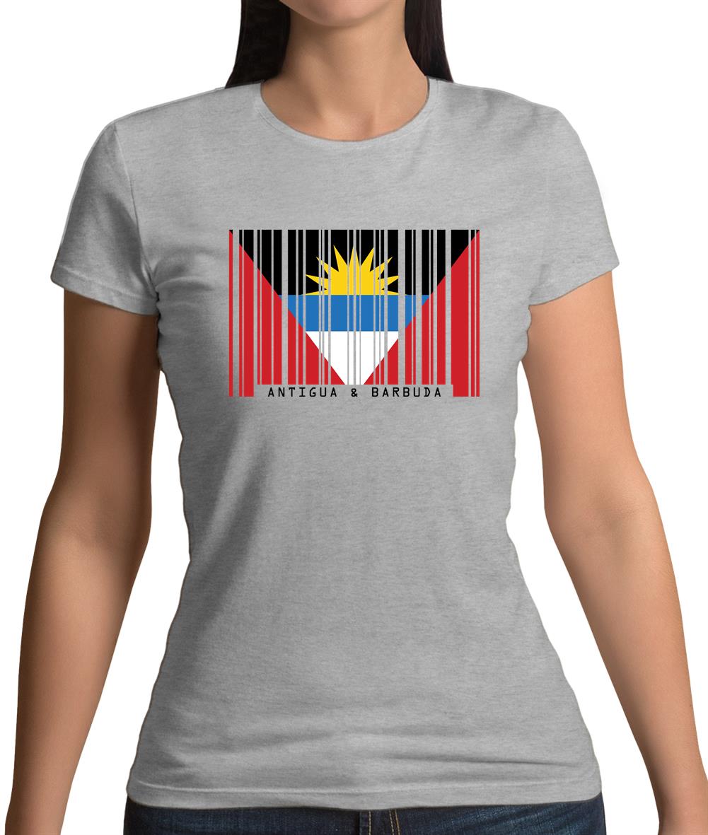 Antigua And Barbuda Barcode Style Flag Womens T-Shirt Antigua And Barbuda Barcode Style Flag Womens T-Shirt