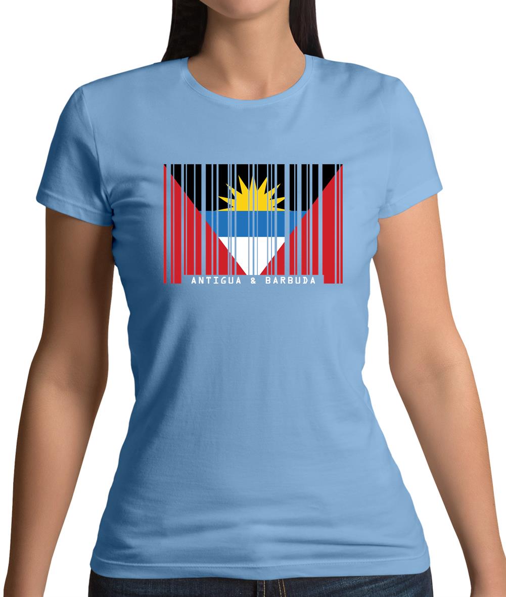Antigua And Barbuda Barcode Style Flag Womens T-Shirt Antigua And Barbuda Barcode Style Flag Womens T-Shirt