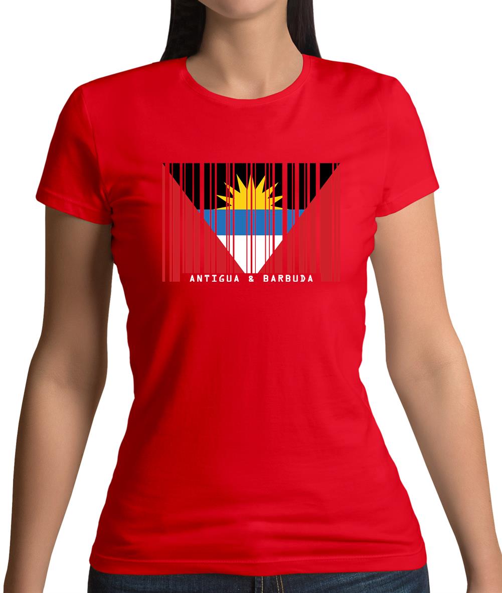 Antigua And Barbuda Barcode Style Flag Womens T-Shirt Antigua And Barbuda Barcode Style Flag Womens T-Shirt