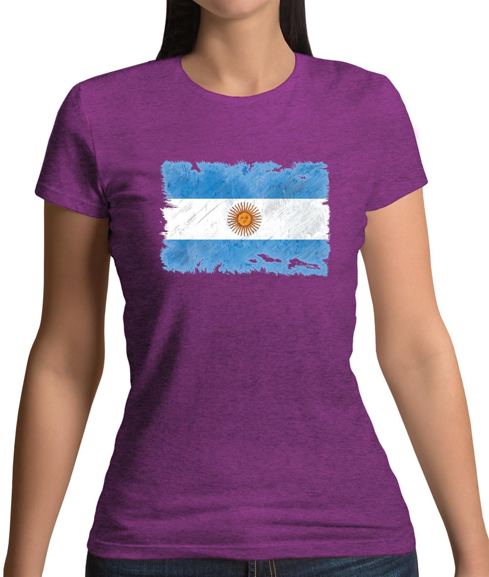 Argentina Grunge Style Flag Womens T-Shirt