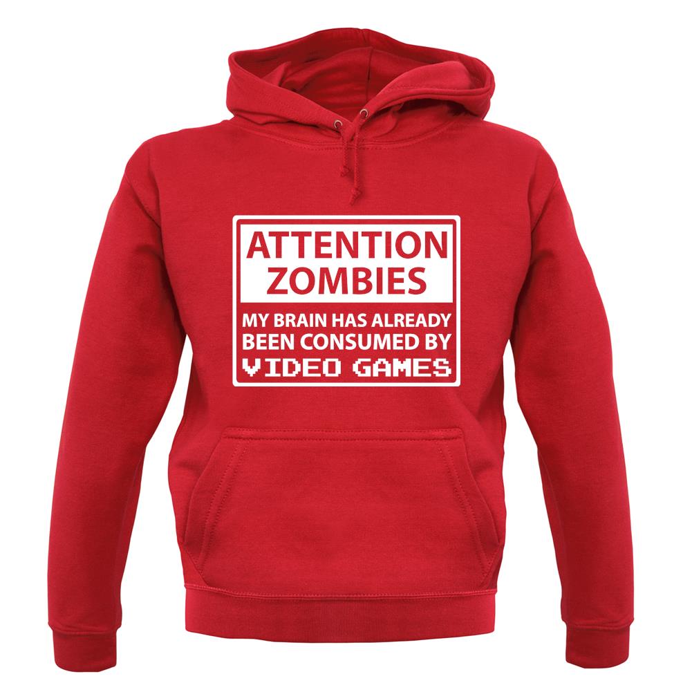 Attention Zombies - Brain Consumed By Video Games unisex hoodie Attention Zombies - Brain Consumed By Video Games unisex hoodie