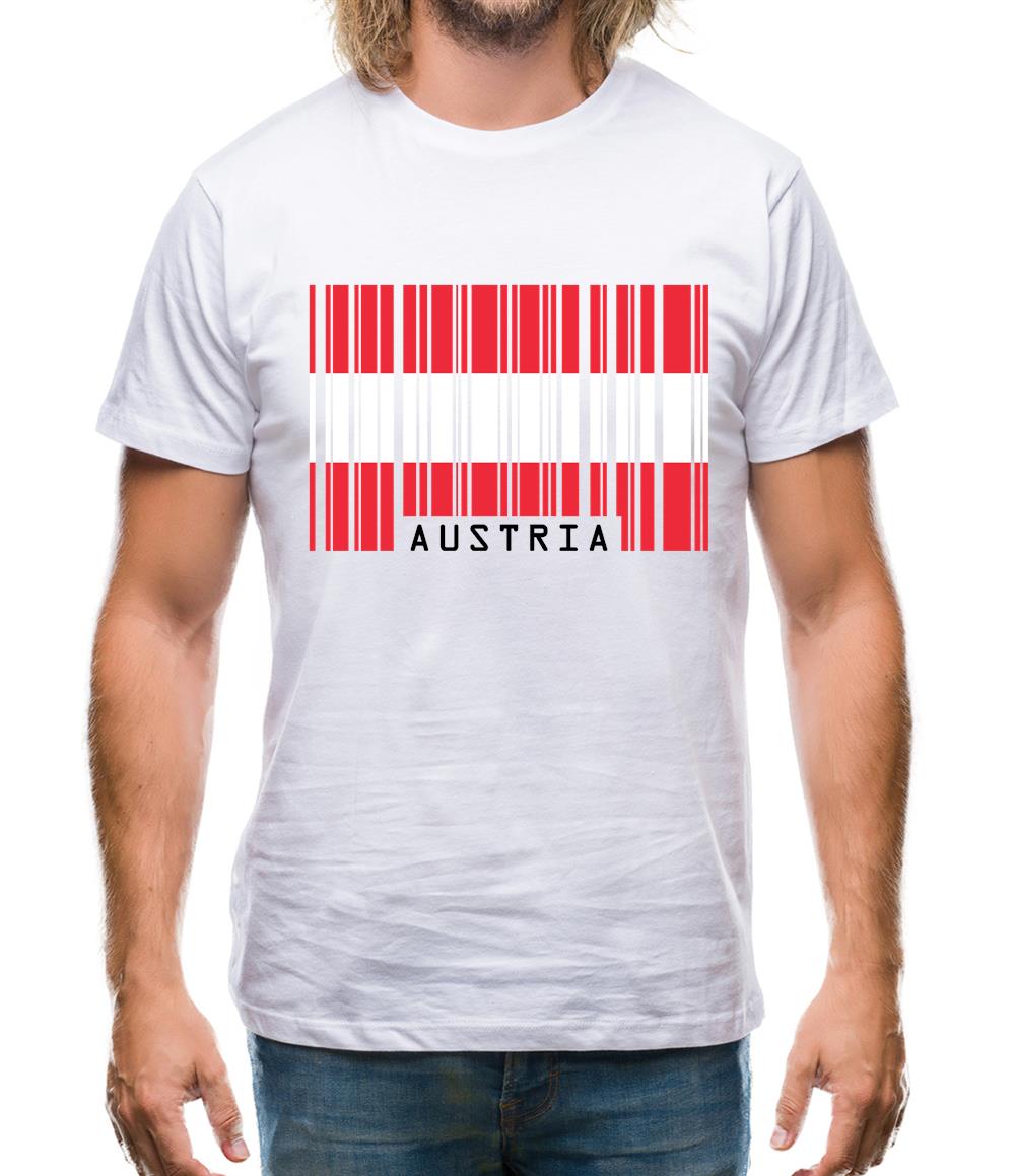 Austria Barcode Style Flag Mens T-Shirt Austria Barcode Style Flag Mens T-Shirt