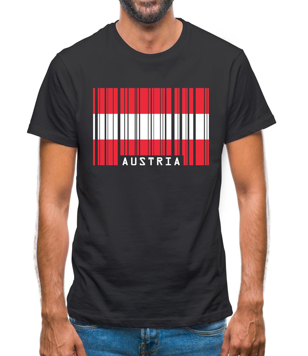 Austria Barcode Style Flag Mens T-Shirt Austria Barcode Style Flag Mens T-Shirt