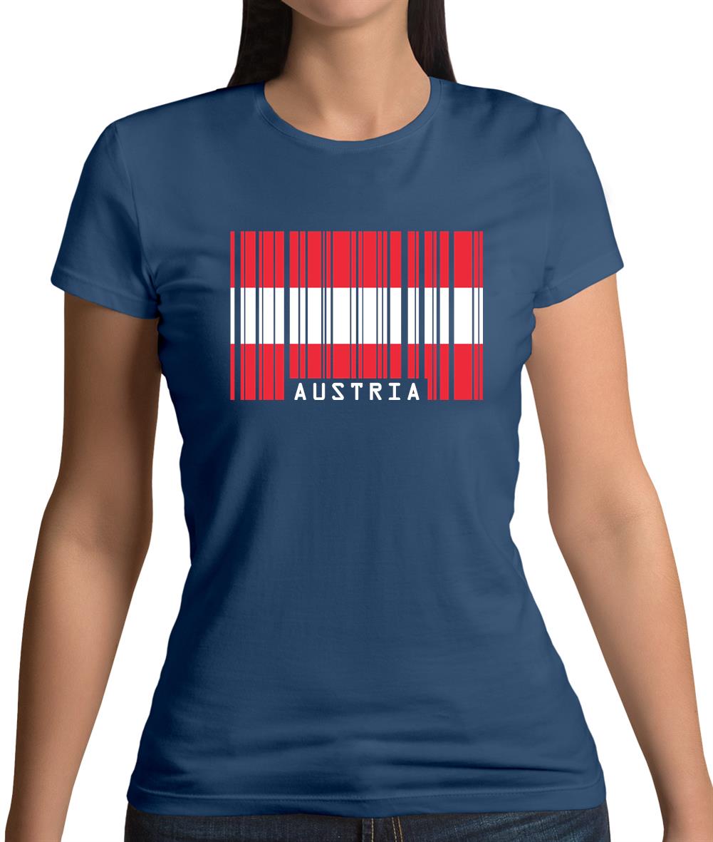 Austria Barcode Style Flag Womens T-Shirt Austria Barcode Style Flag Womens T-Shirt