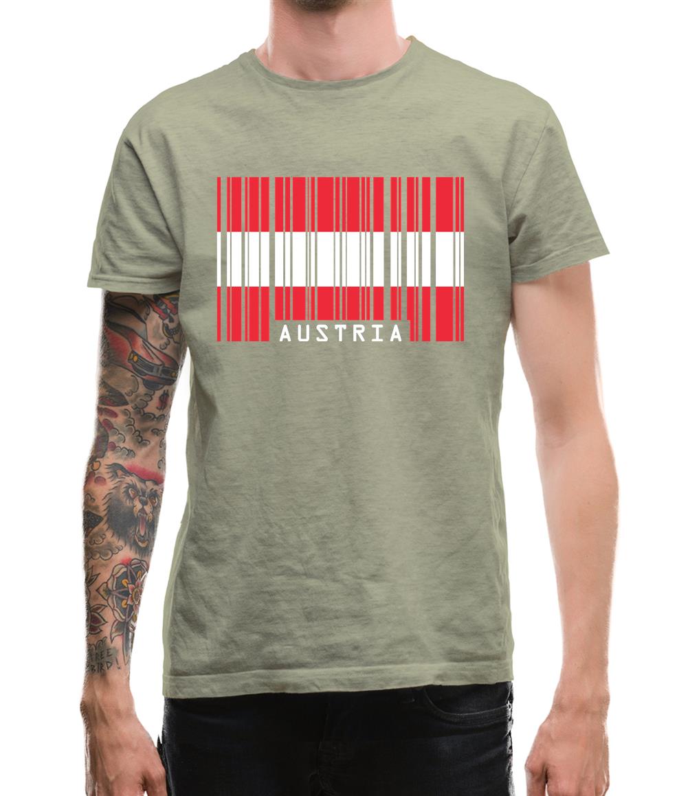 Austria Barcode Style Flag Mens T-Shirt Austria Barcode Style Flag Mens T-Shirt