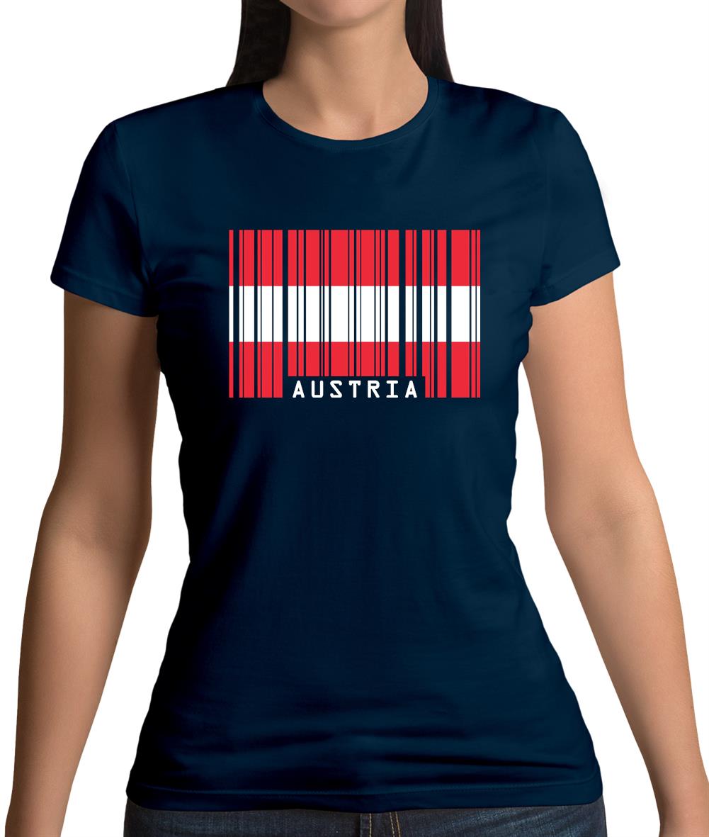 Austria Barcode Style Flag Womens T-Shirt Austria Barcode Style Flag Womens T-Shirt