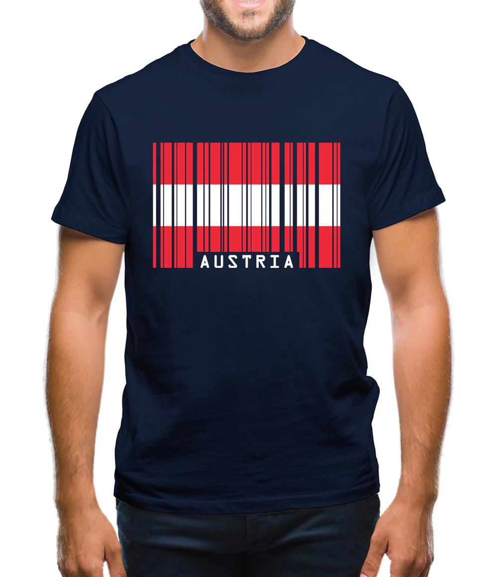 Austria Barcode Style Flag Mens T-Shirt Austria Barcode Style Flag Mens T-Shirt