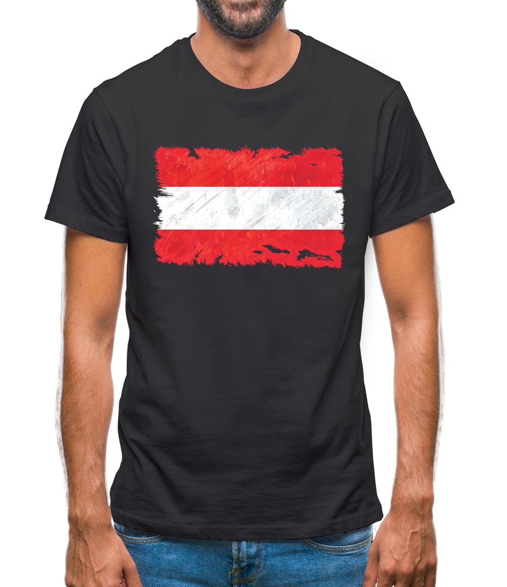 Austria  Grunge Style Flag Mens T-Shirt Austria  Grunge Style Flag Mens T-Shirt