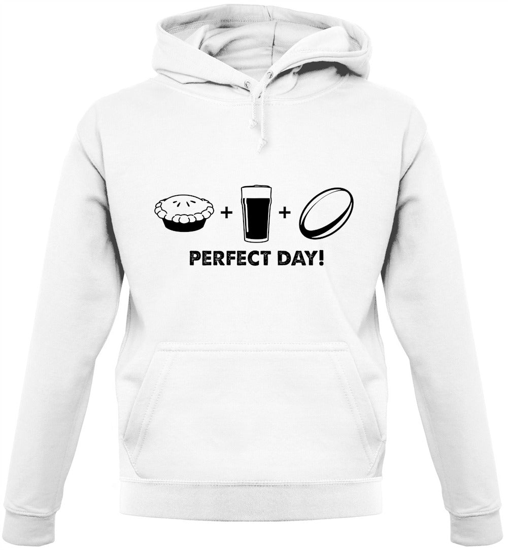 Perfect Day, Pie, Beer And Rugby Unisex Hoodie Perfect Day, Pie, Beer And Rugby Unisex Hoodie