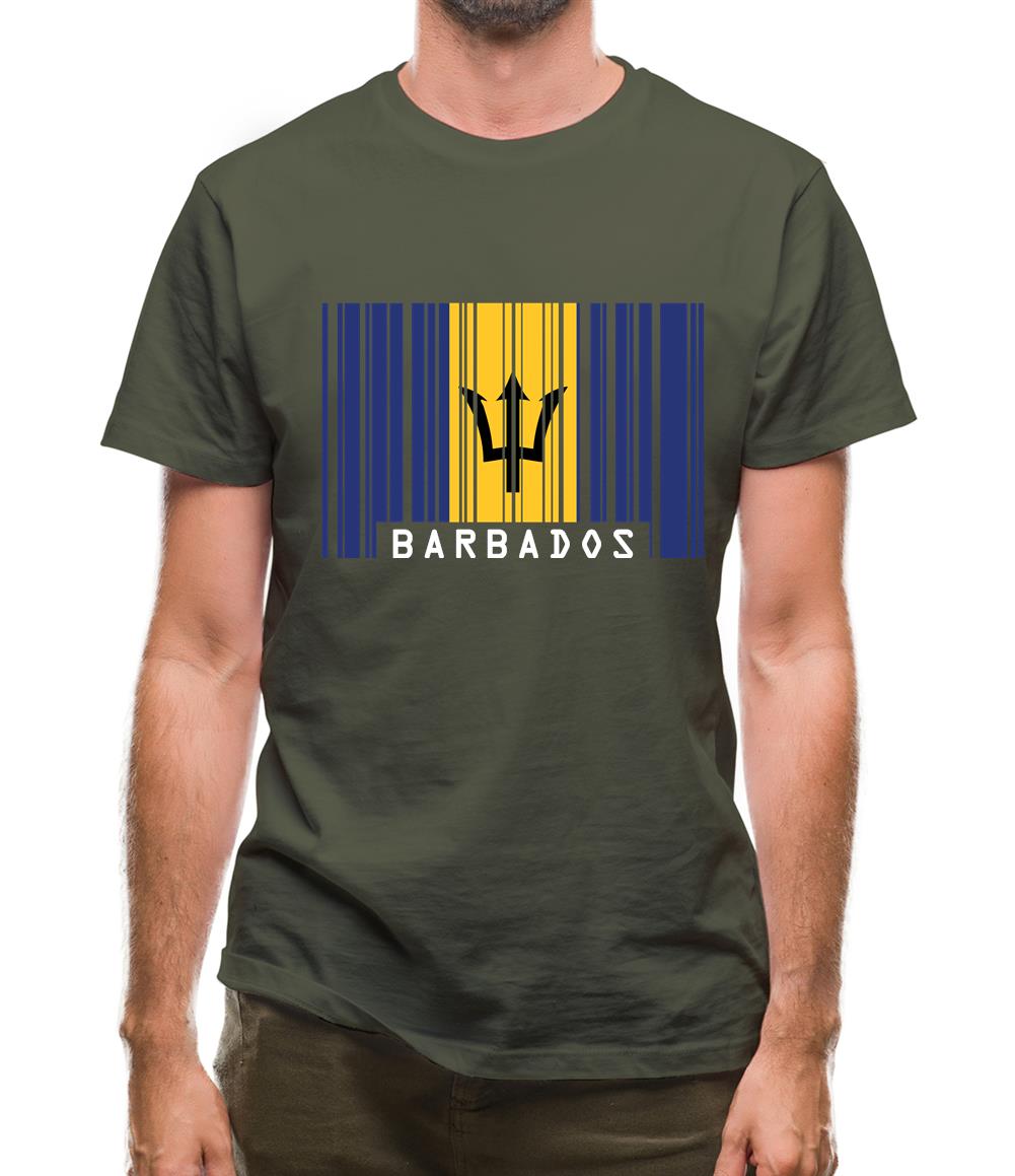 Barbados Barcode Style Flag Mens T-Shirt Barbados Barcode Style Flag Mens T-Shirt