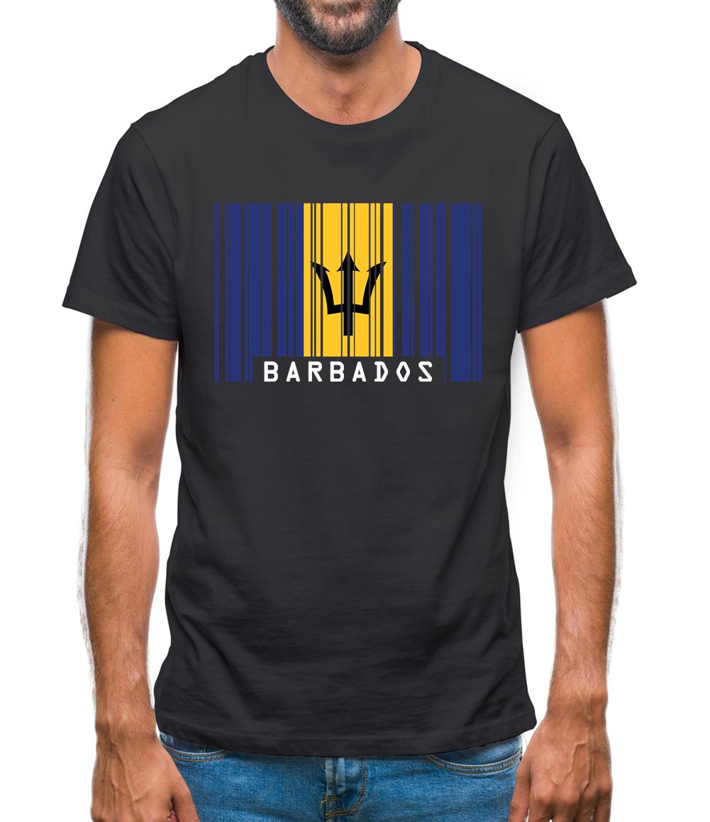 Barbados Barcode Style Flag Mens T-Shirt Barbados Barcode Style Flag Mens T-Shirt