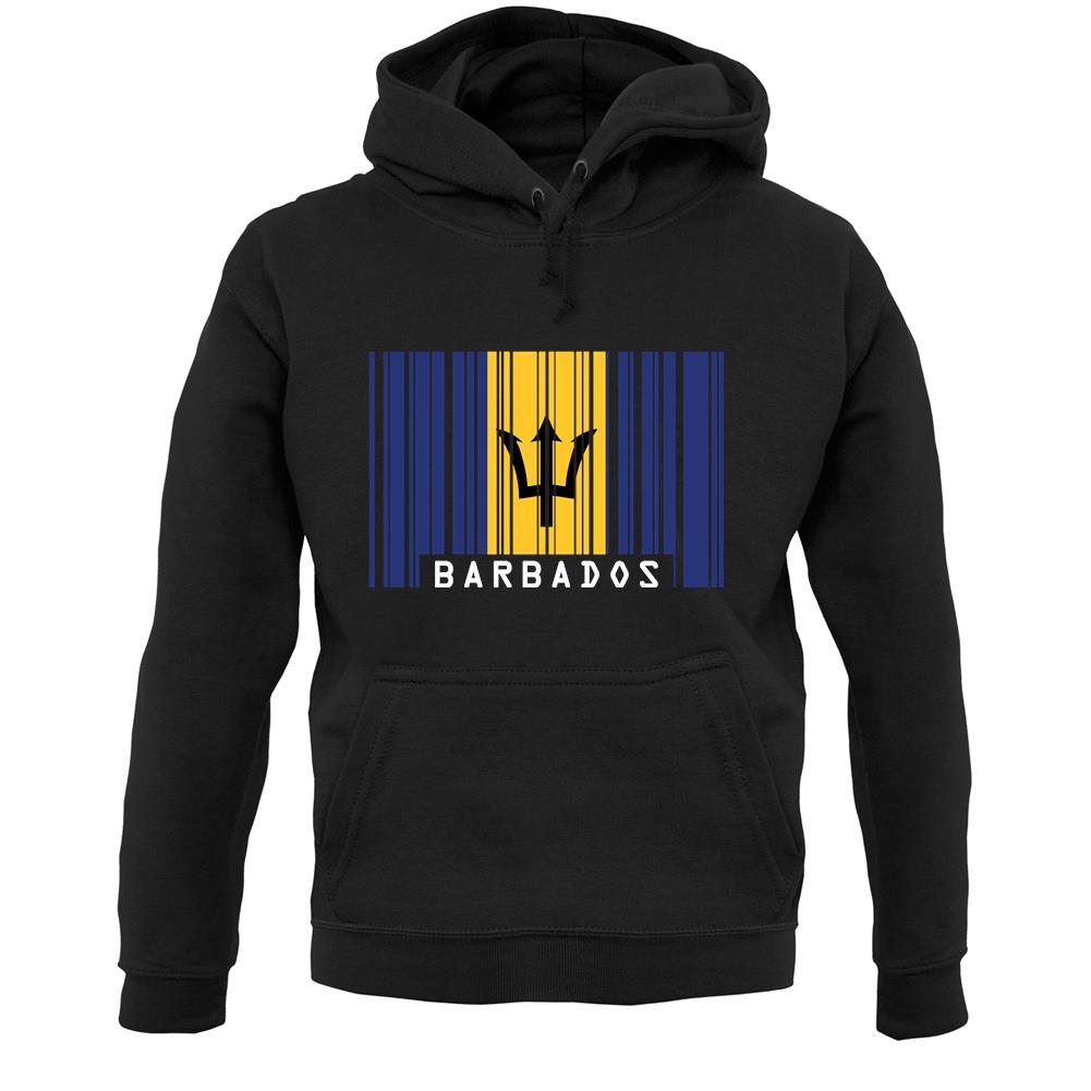 Barbados Barcode Style Flag Unisex Hoodie