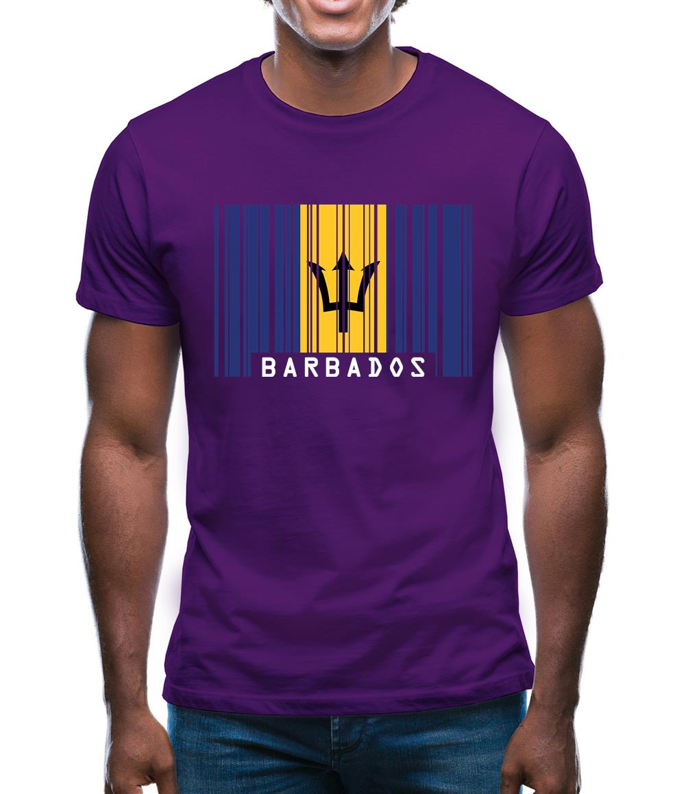 Barbados Barcode Style Flag Mens T-Shirt Barbados Barcode Style Flag Mens T-Shirt