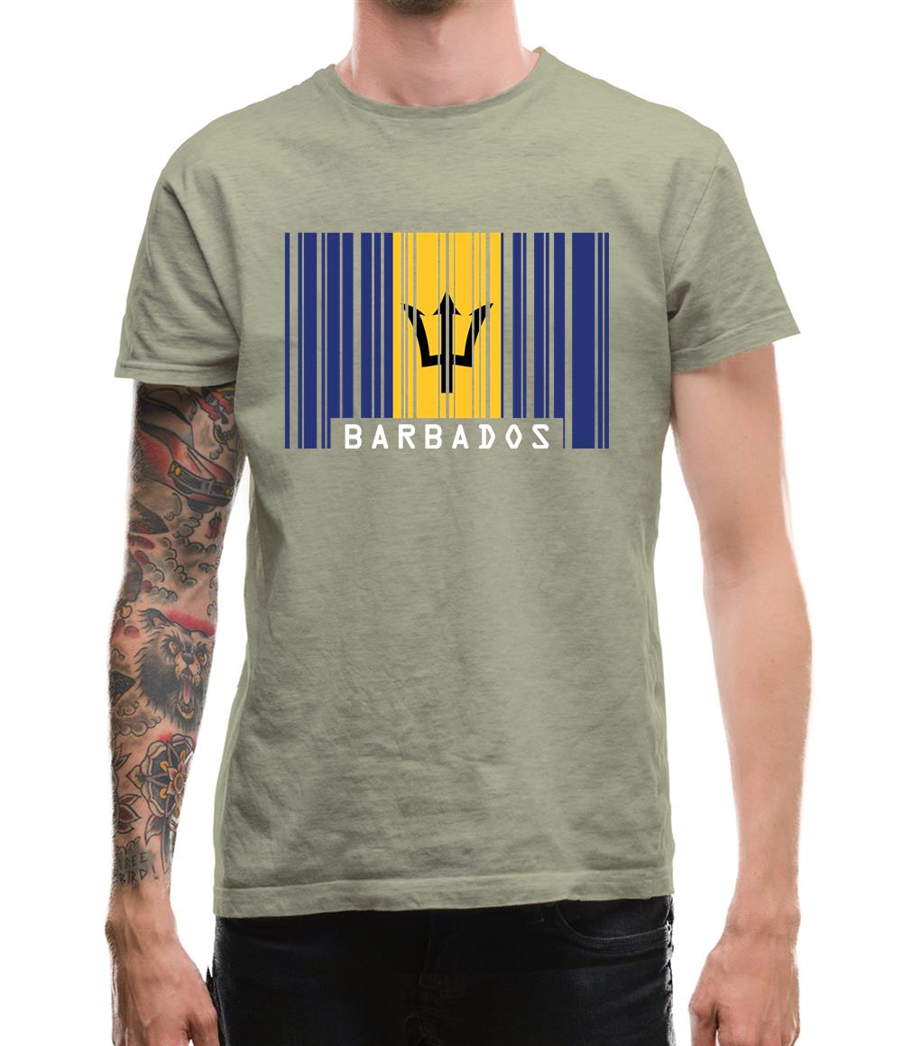 Barbados Barcode Style Flag Mens T-Shirt Barbados Barcode Style Flag Mens T-Shirt