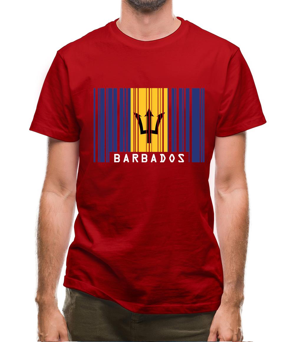 Barbados Barcode Style Flag Mens T-Shirt Barbados Barcode Style Flag Mens T-Shirt