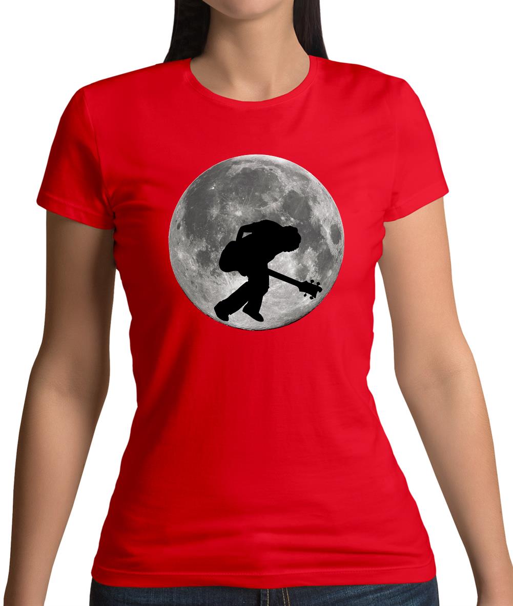 Bass Player Moon Womens T-Shirt Bass Player Moon Womens T-Shirt