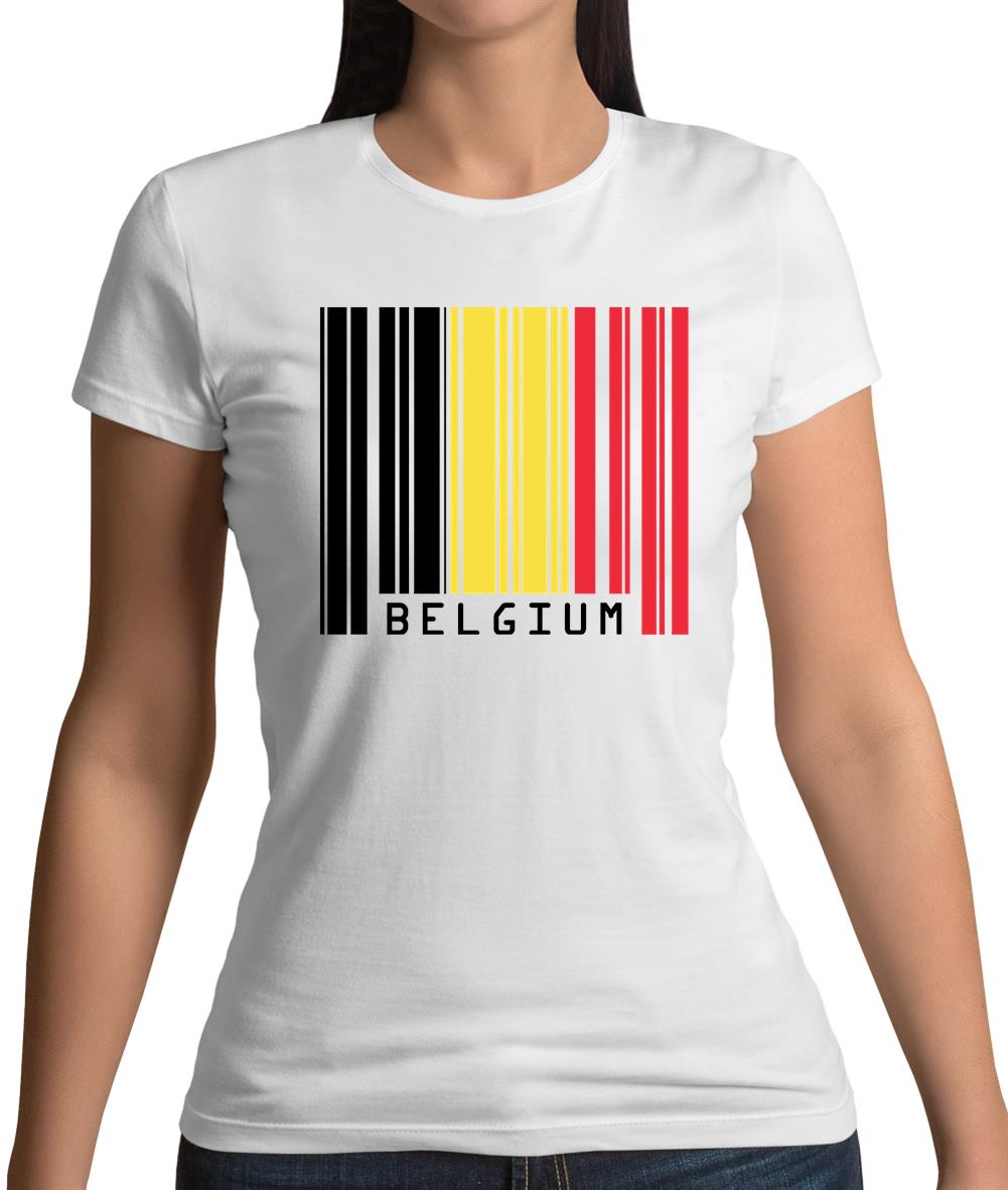Belgium Barcode Style Flag Womens T-Shirt Belgium Barcode Style Flag Womens T-Shirt