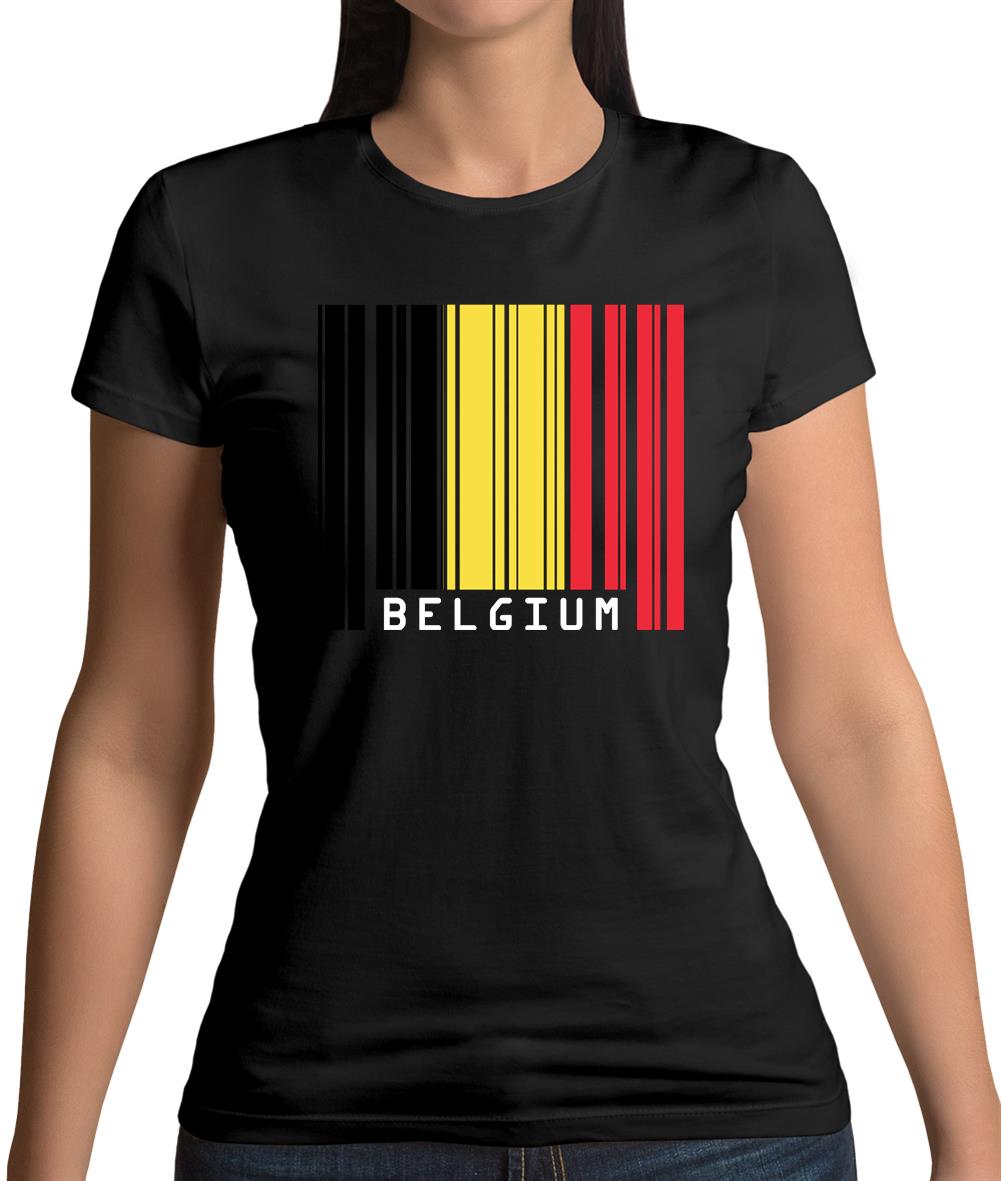 Belgium Barcode Style Flag Womens T-Shirt Belgium Barcode Style Flag Womens T-Shirt