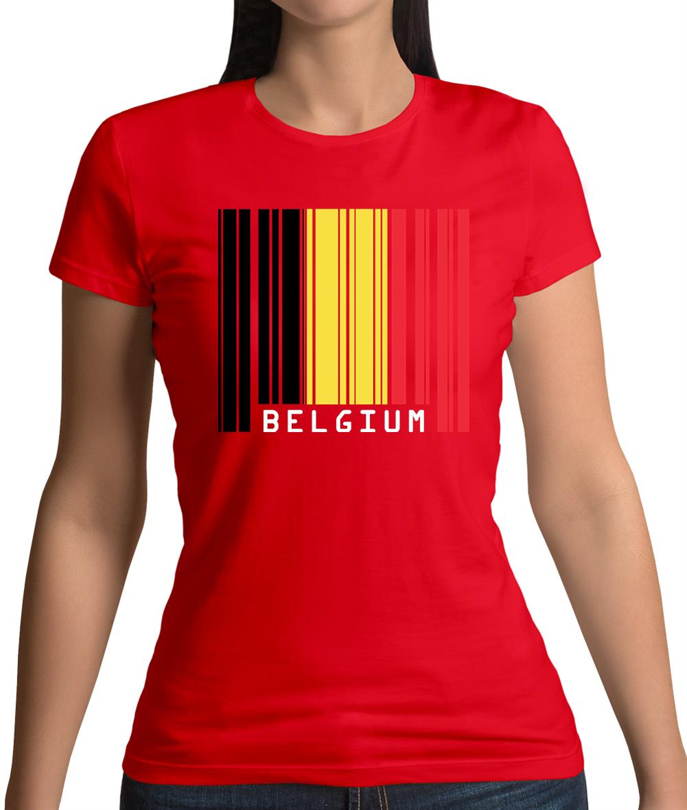 Belgium Barcode Style Flag Womens T-Shirt Belgium Barcode Style Flag Womens T-Shirt