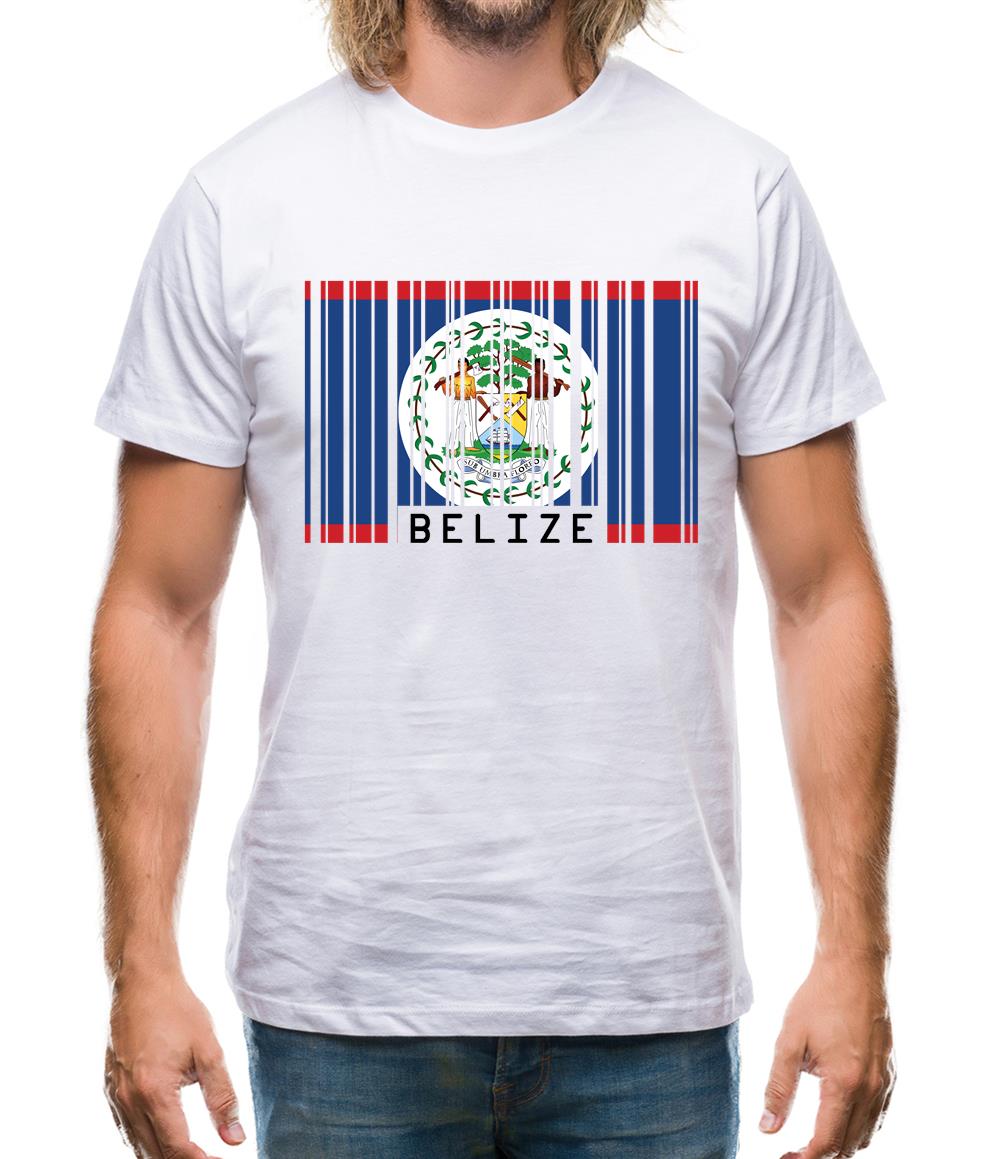 Belize Barcode Style Flag Mens T-Shirt Belize Barcode Style Flag Mens T-Shirt