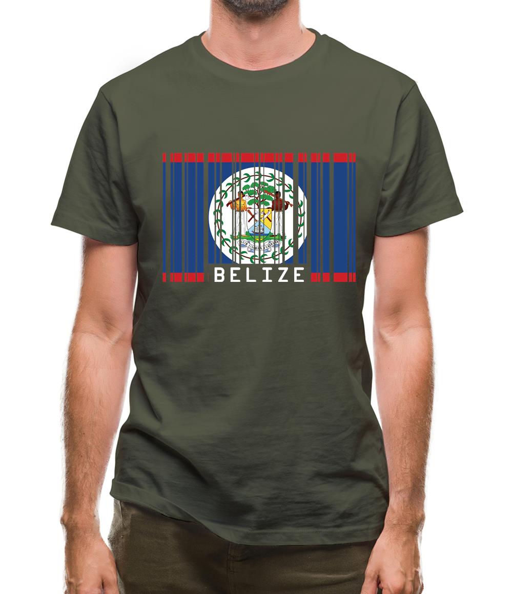 Belize Barcode Style Flag Mens T-Shirt Belize Barcode Style Flag Mens T-Shirt