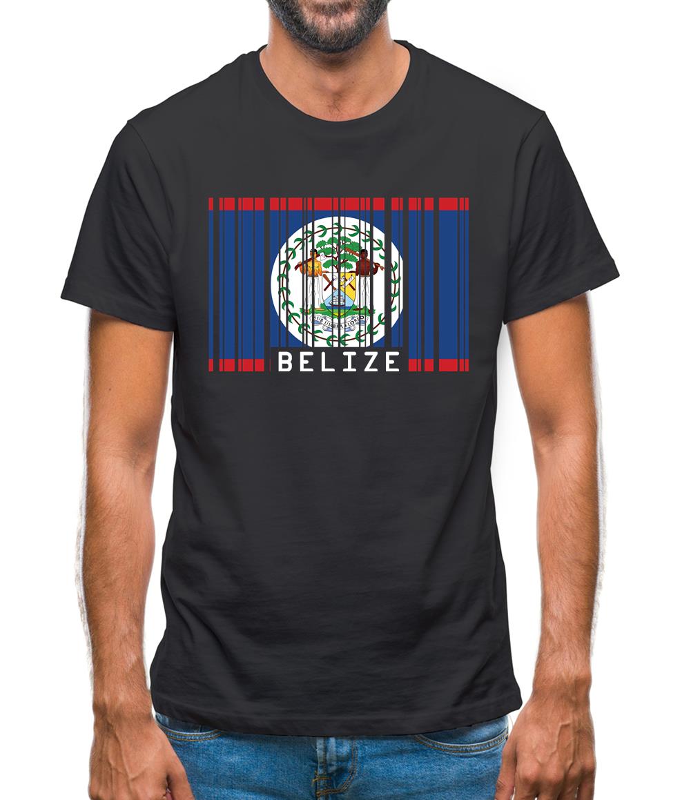 Belize Barcode Style Flag Mens T-Shirt Belize Barcode Style Flag Mens T-Shirt