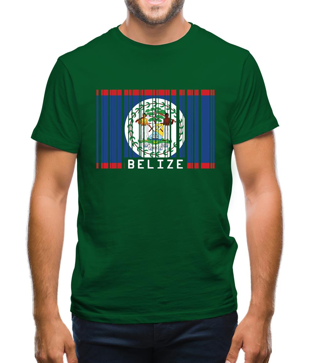 Belize Barcode Style Flag Mens T-Shirt Belize Barcode Style Flag Mens T-Shirt