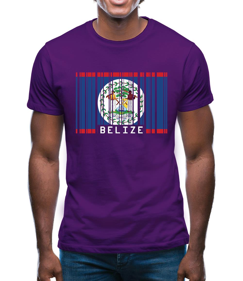 Belize Barcode Style Flag Mens T-Shirt Belize Barcode Style Flag Mens T-Shirt