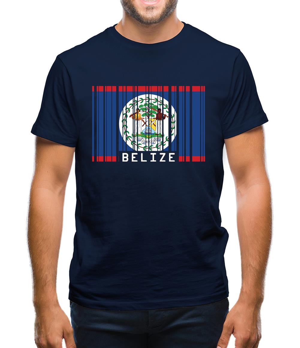 Belize Barcode Style Flag Mens T-Shirt Belize Barcode Style Flag Mens T-Shirt