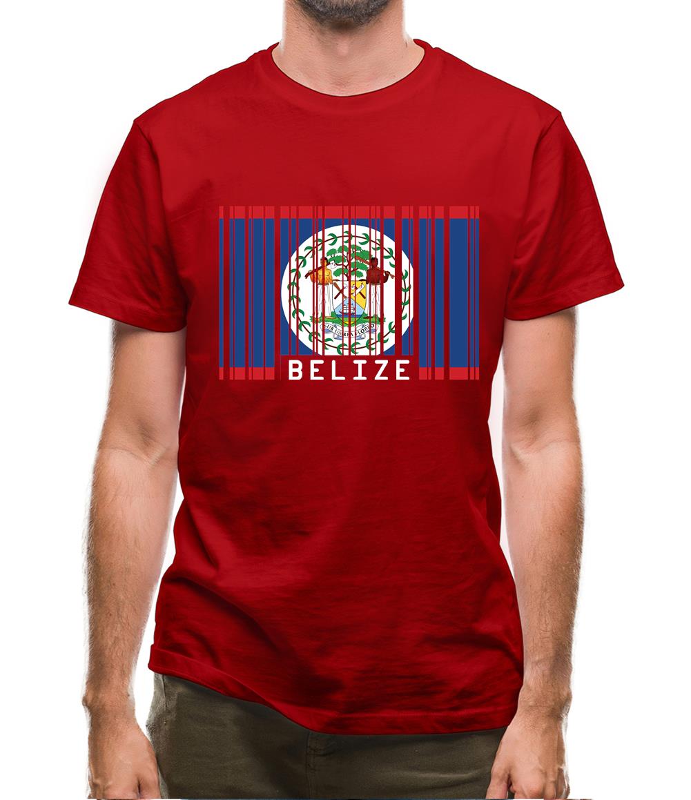 Belize Barcode Style Flag Mens T-Shirt Belize Barcode Style Flag Mens T-Shirt