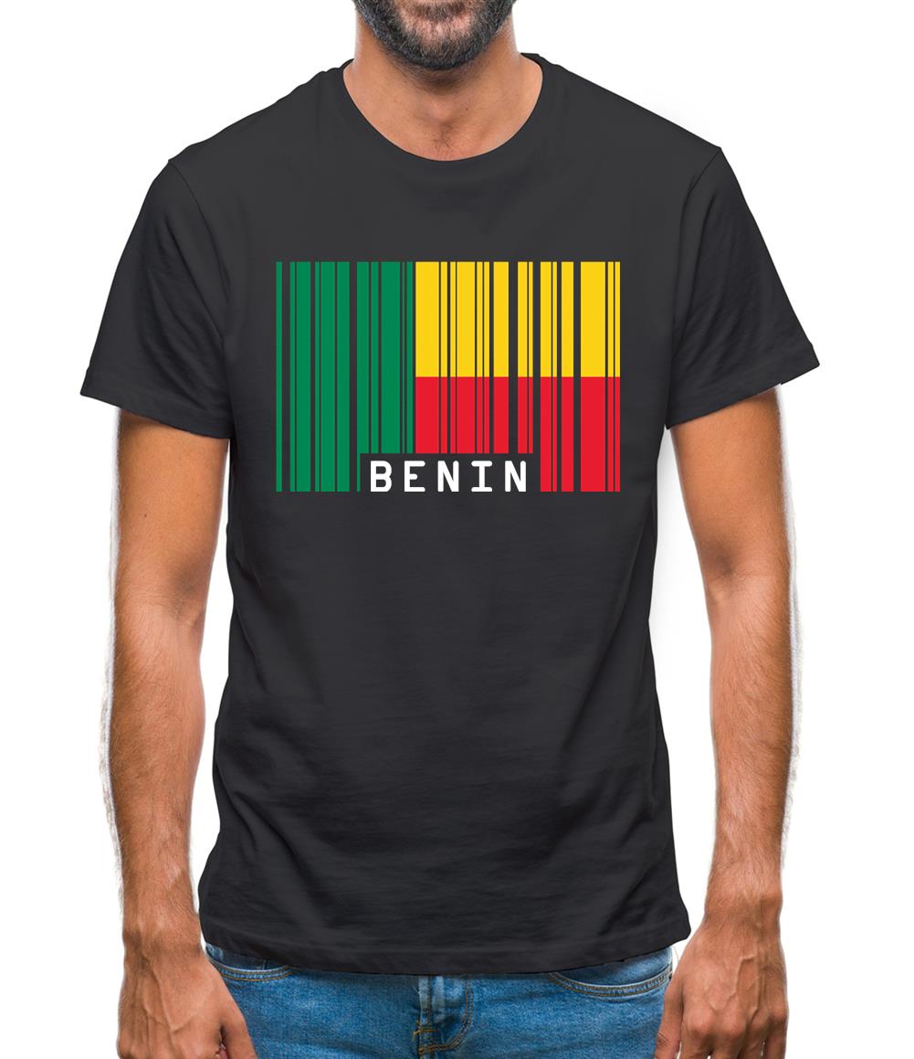 Benin Barcode Style Flag Mens T-Shirt Benin Barcode Style Flag Mens T-Shirt