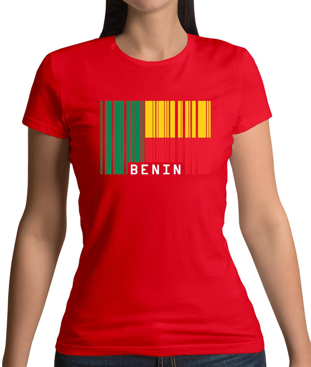 Benin Barcode Style Flag Womens T-Shirt Benin Barcode Style Flag Womens T-Shirt