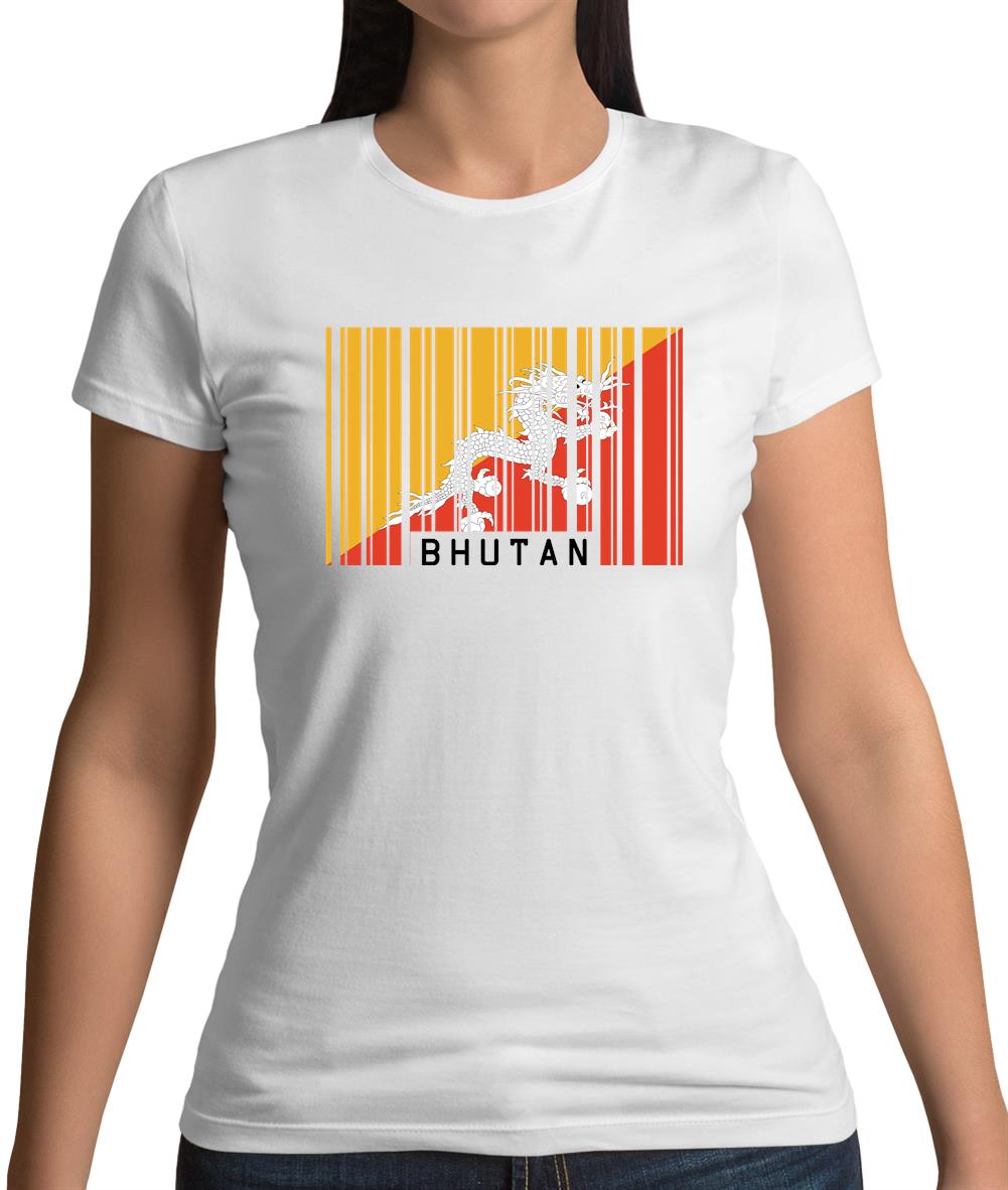 Bhutan Barcode Style Flag Womens T-Shirt Bhutan Barcode Style Flag Womens T-Shirt