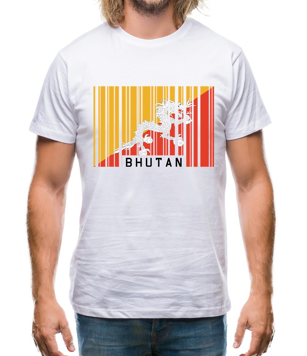 Bhutan Barcode Style Flag Mens T-Shirt Bhutan Barcode Style Flag Mens T-Shirt