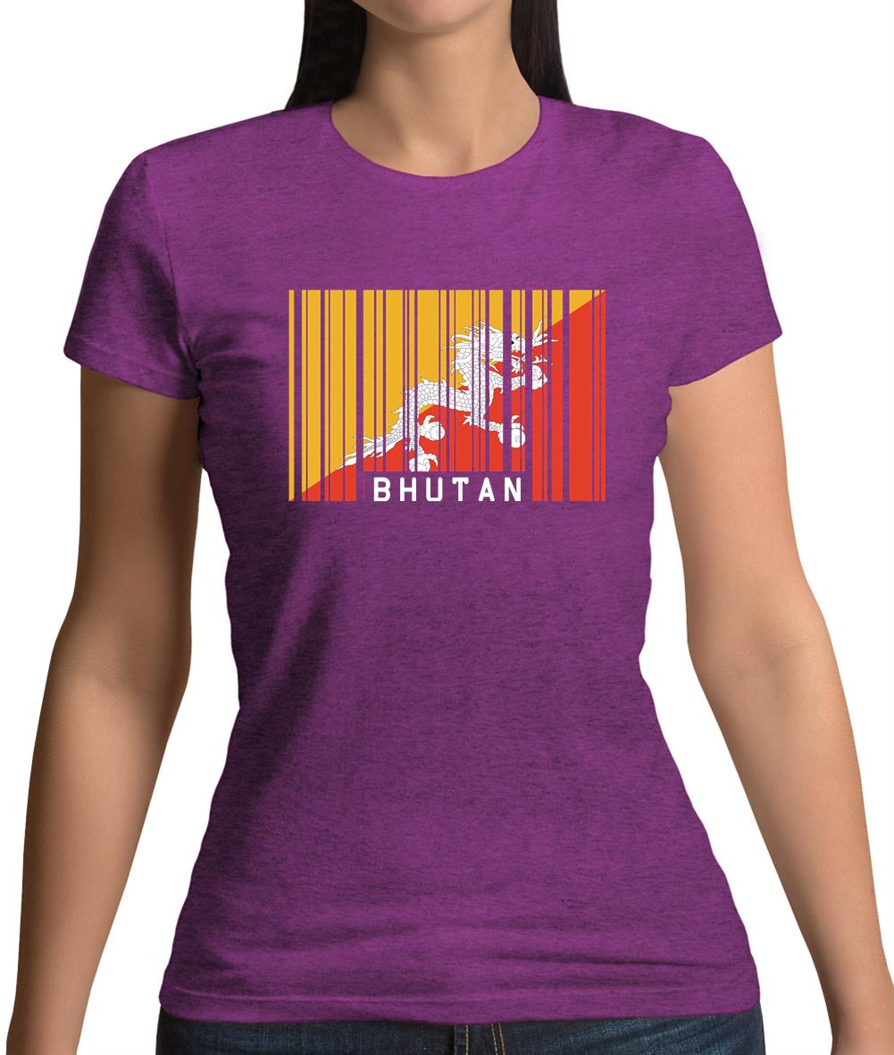 Bhutan Barcode Style Flag Womens T-Shirt Bhutan Barcode Style Flag Womens T-Shirt