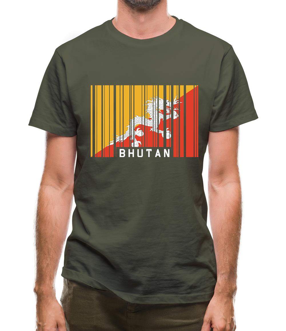 Bhutan Barcode Style Flag Mens T-Shirt Bhutan Barcode Style Flag Mens T-Shirt