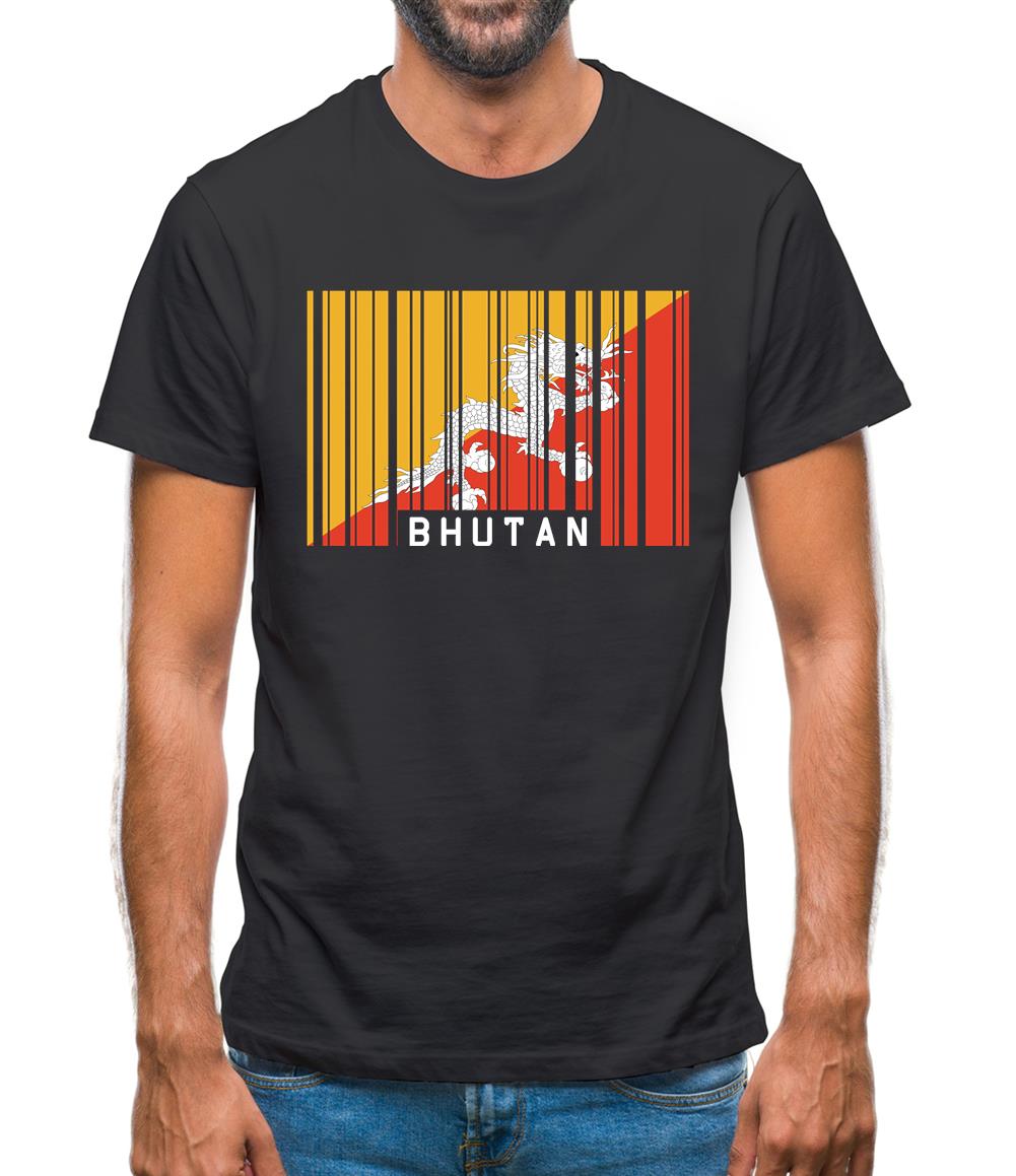 Bhutan Barcode Style Flag Mens T-Shirt Bhutan Barcode Style Flag Mens T-Shirt