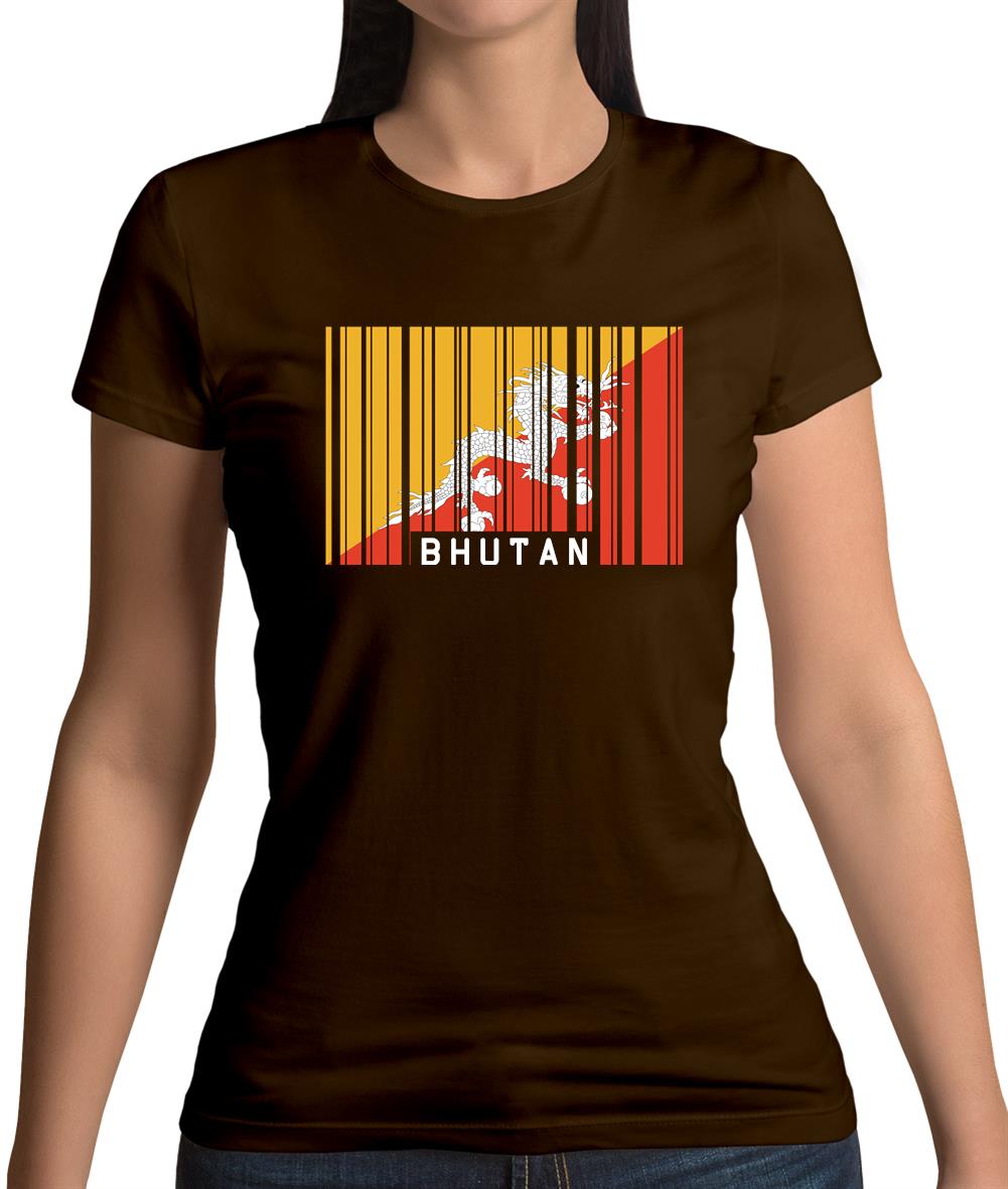 Bhutan Barcode Style Flag Womens T-Shirt Bhutan Barcode Style Flag Womens T-Shirt