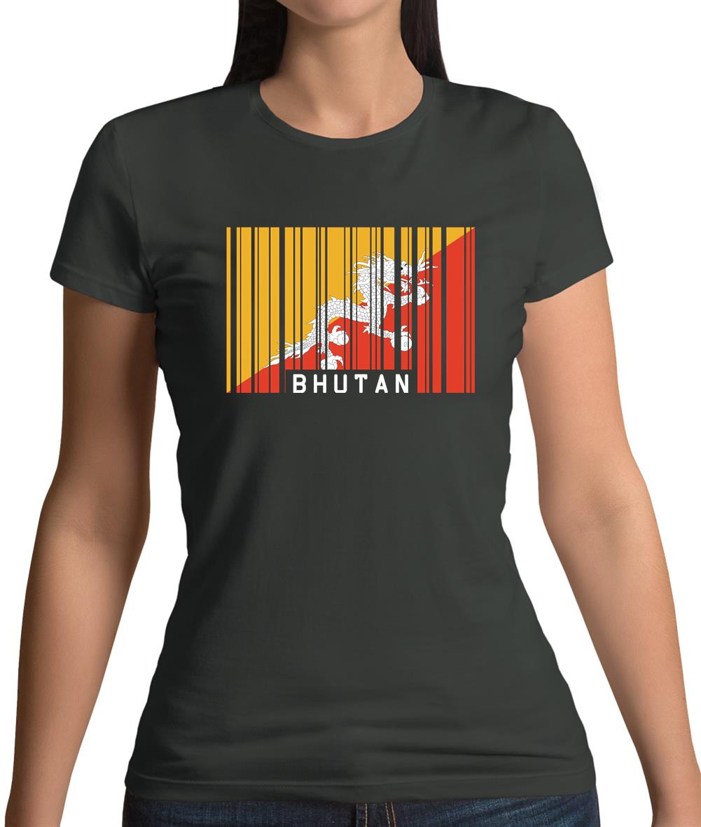 Bhutan Barcode Style Flag Womens T-Shirt Bhutan Barcode Style Flag Womens T-Shirt