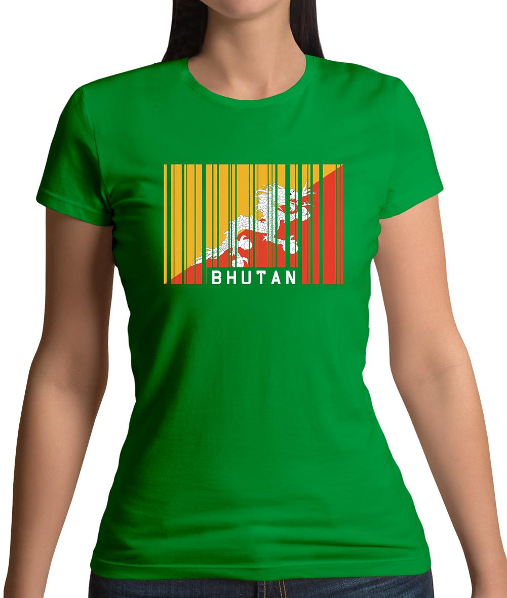 Bhutan Barcode Style Flag Womens T-Shirt Bhutan Barcode Style Flag Womens T-Shirt