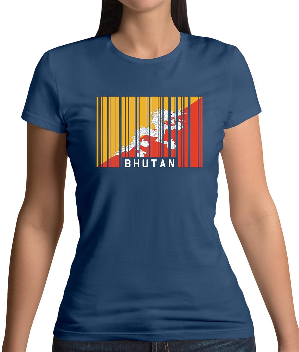 Bhutan Barcode Style Flag Womens T-Shirt Bhutan Barcode Style Flag Womens T-Shirt