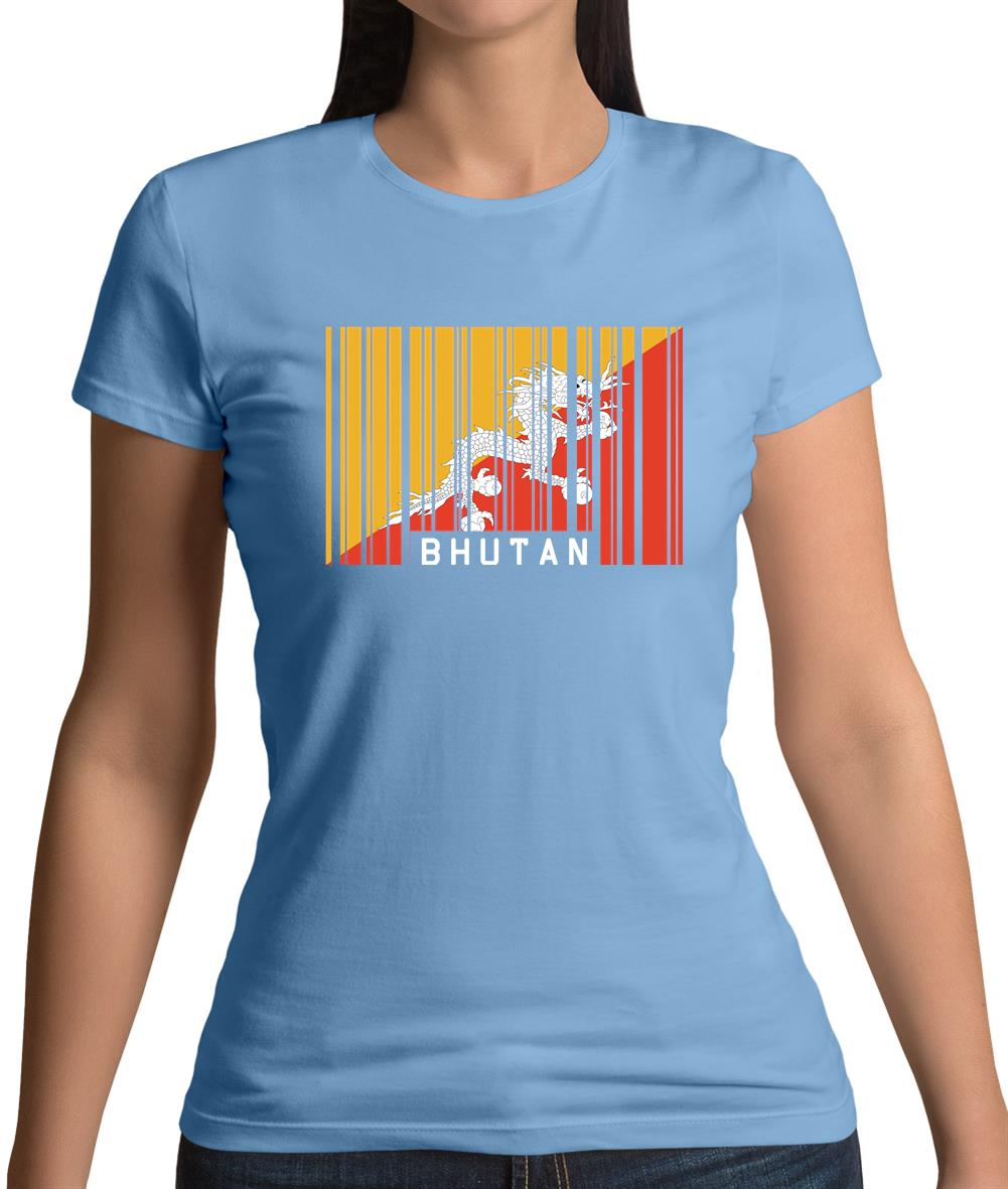 Bhutan Barcode Style Flag Womens T-Shirt Bhutan Barcode Style Flag Womens T-Shirt