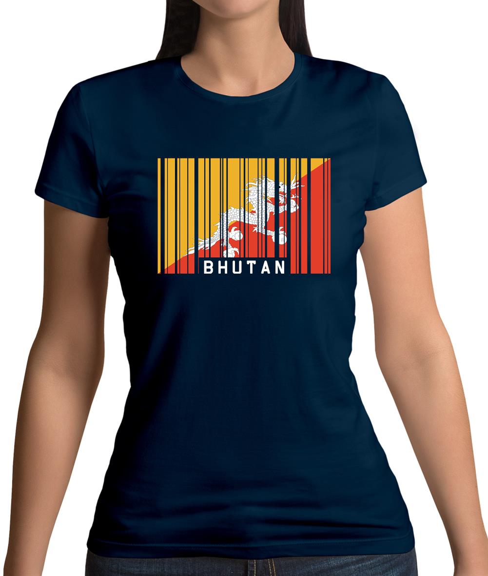 Bhutan Barcode Style Flag Womens T-Shirt Bhutan Barcode Style Flag Womens T-Shirt
